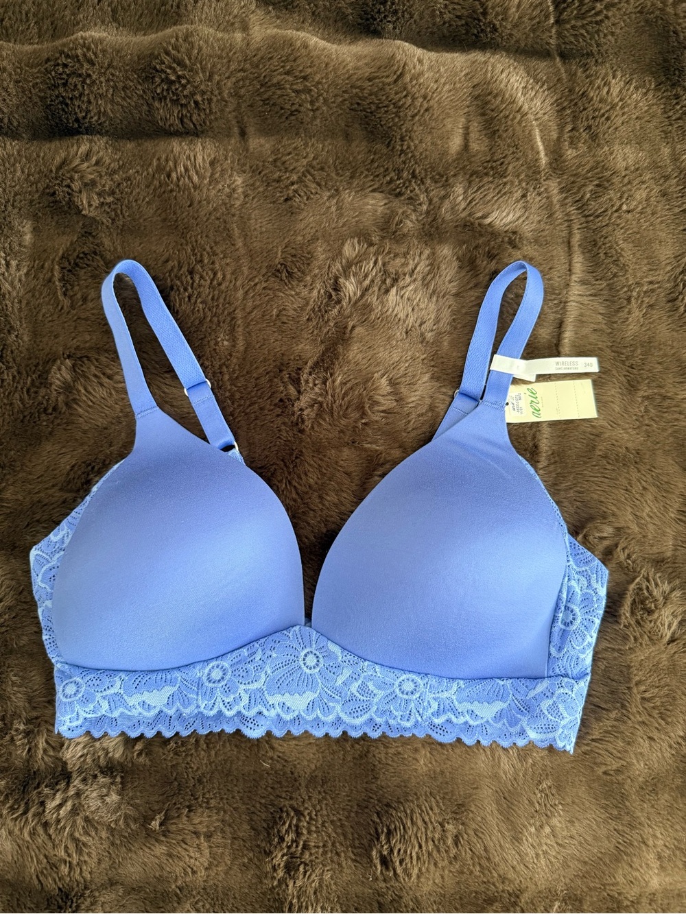 Aerie Wireless Lace Padded Bra in Blue 34D NWT